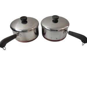 VTG Revere Ware are 1801 Copper Bottom Cookware 4 piece set Made in USA READ 2Qt